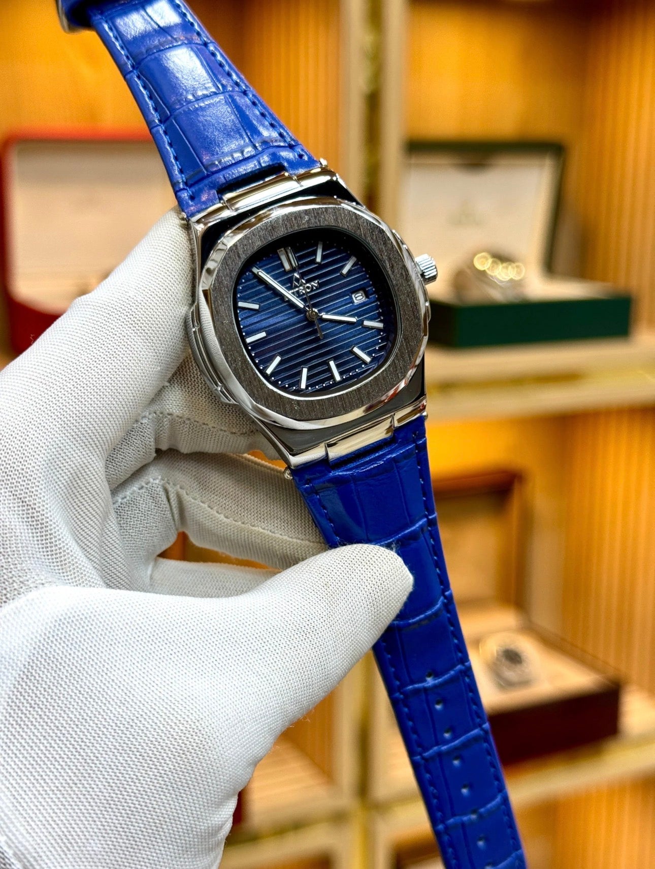 Nautilus Leather Strap Watch