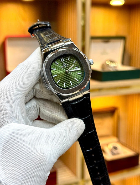 Nautilus Leather Strap Watch