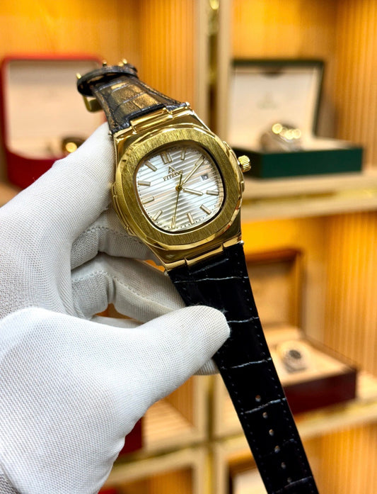 Nautilus Leather Strap Watch