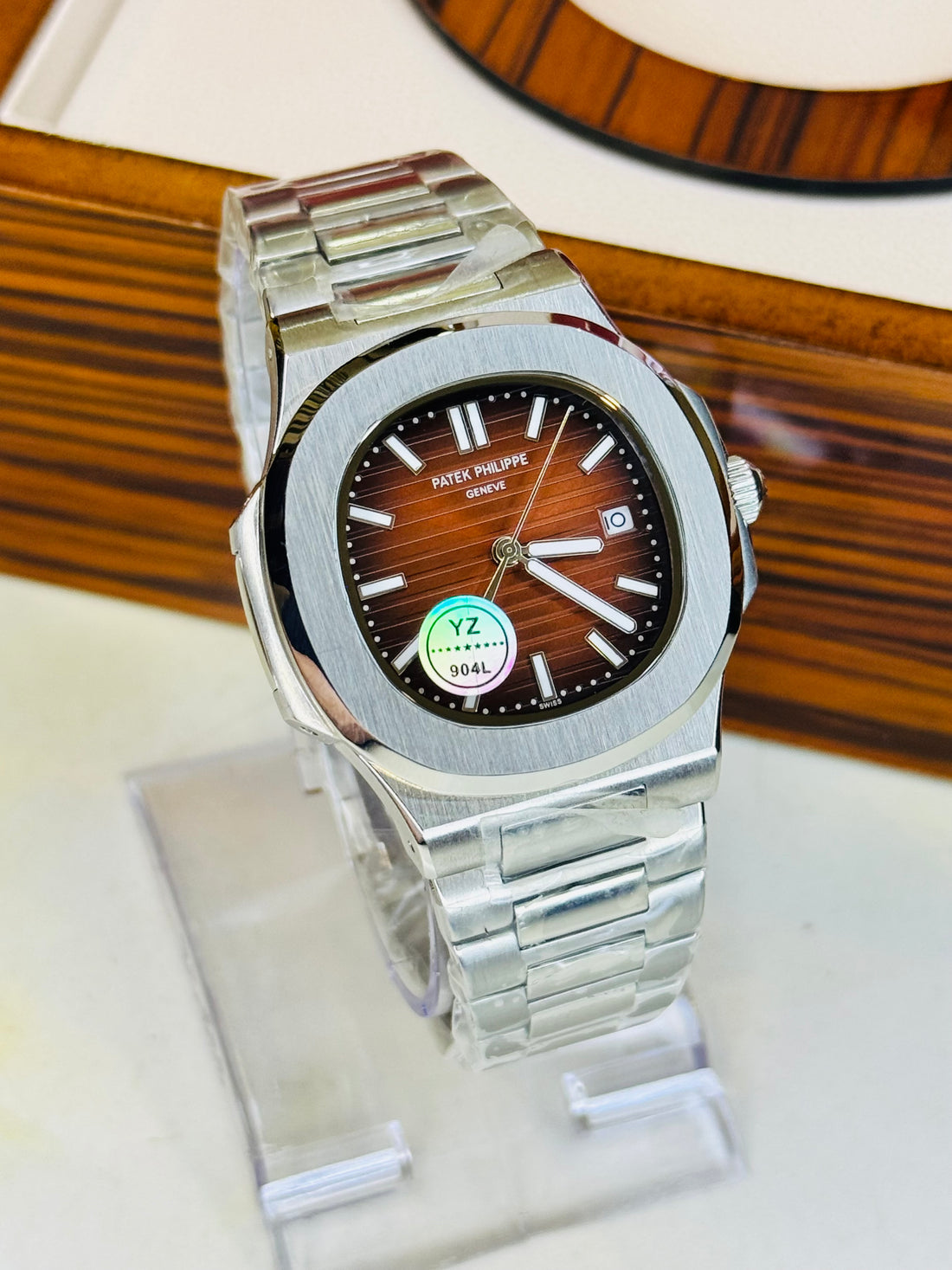 Patek Phillipe Nautilus (Coffee Dial- Silver Chain)