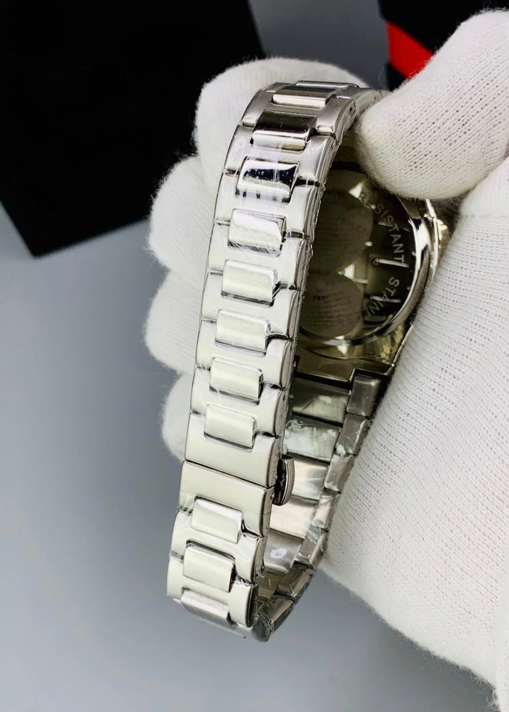 Patek Phillipe Nautilus (Black Dial- Silver Chain)