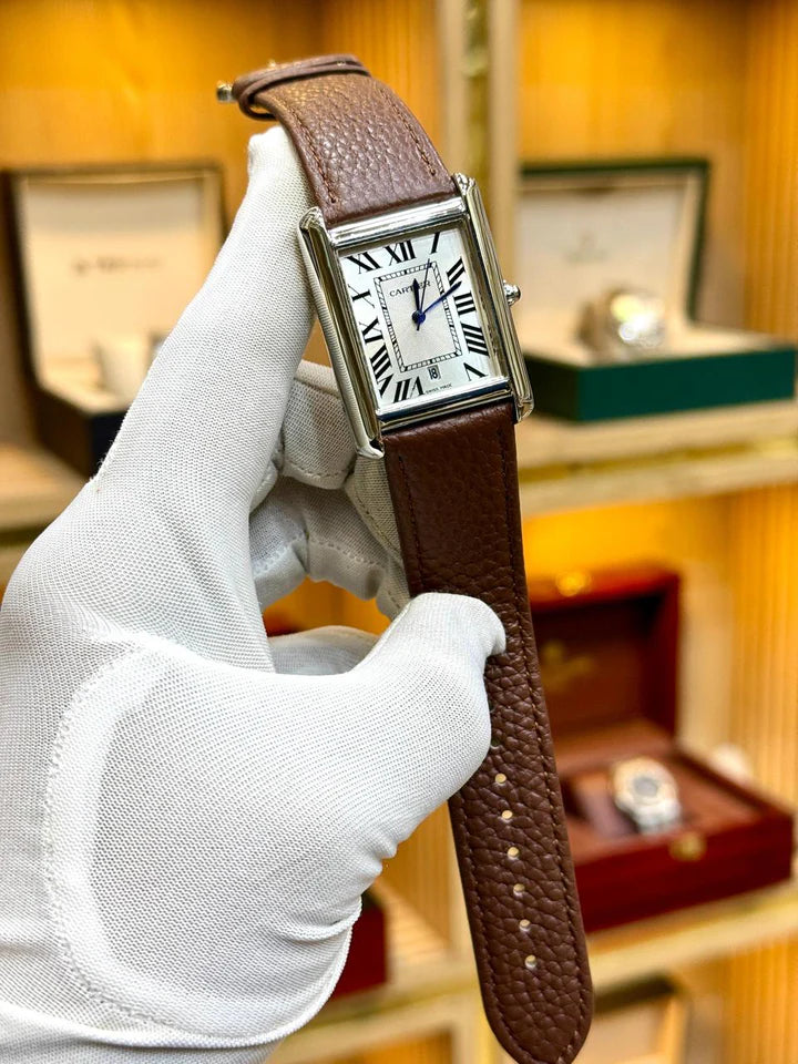 Cartier Tank – White Dial Brown Leather Strap